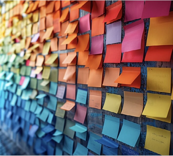 Colourful wall of notes